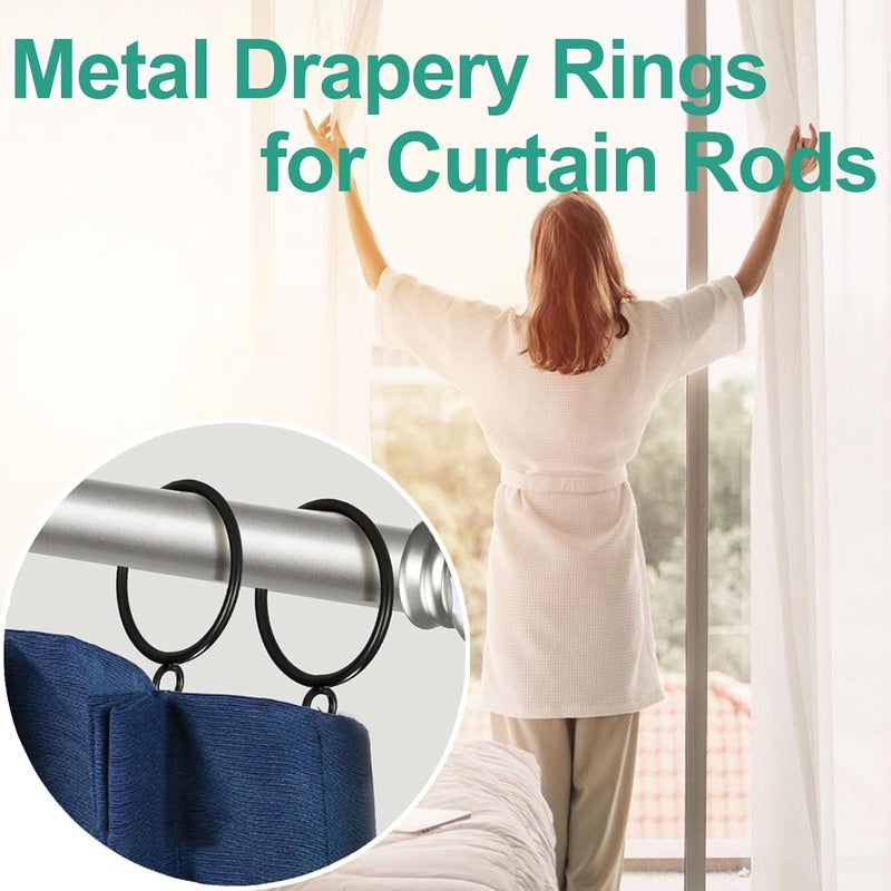 LEPEVNEY Black Curtain Rings Metal Drapery Rings for Curtain Rods, Inner Diameter 1.5 Inch 24 Pcs - Image 4